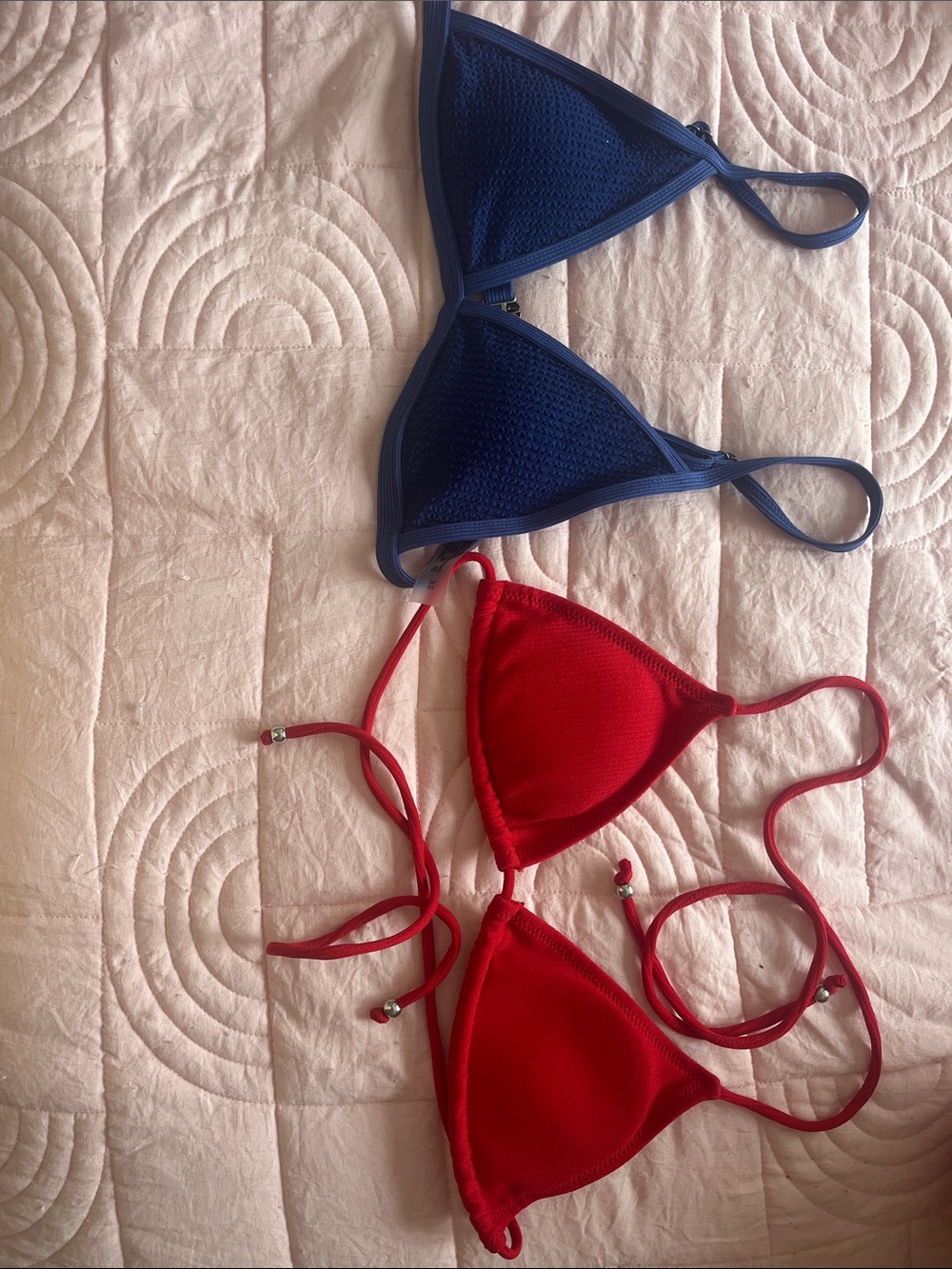 Blue and Red Triangle Bikini Tops